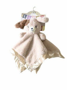 Linzy Dog Puppy Rattle Satin Lovey Security Blanket 14" X 14" NEW